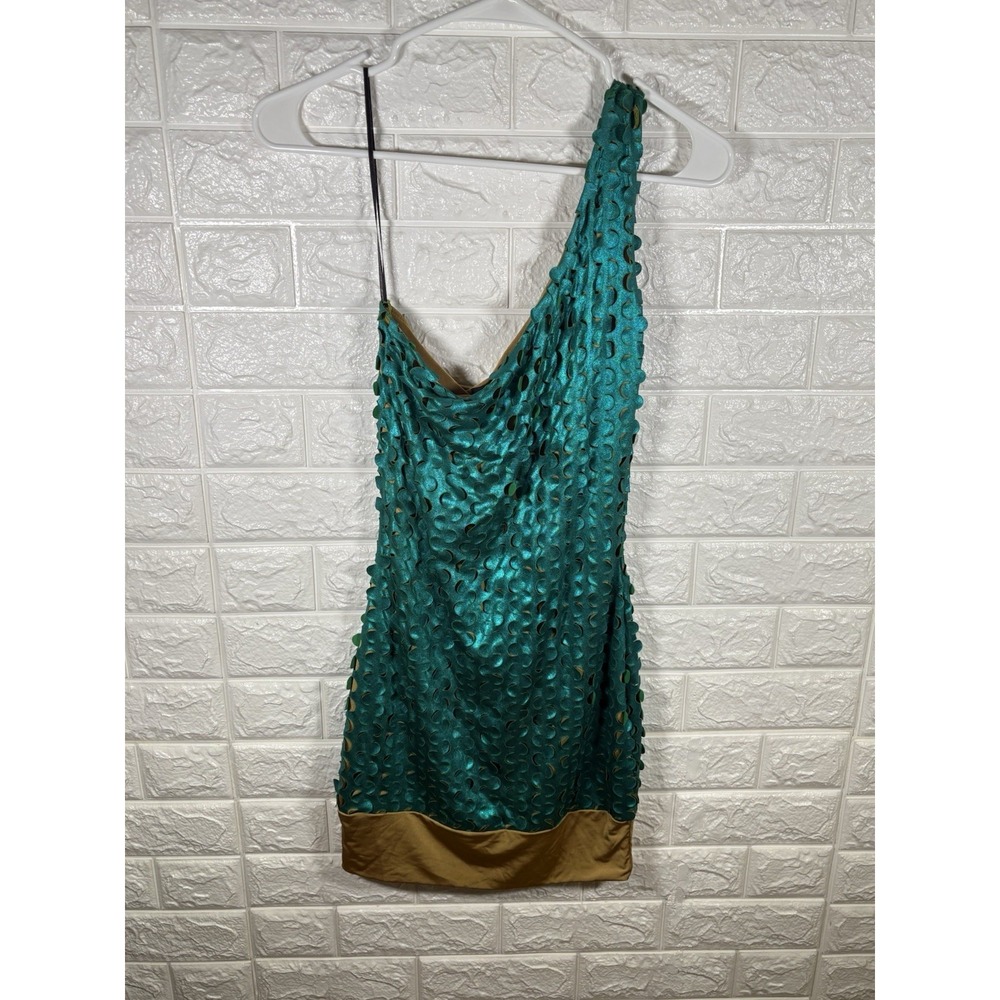 Symphony Womens Dress Medium Emerald Green One Shoulder Mini  Party‎ Cocktail